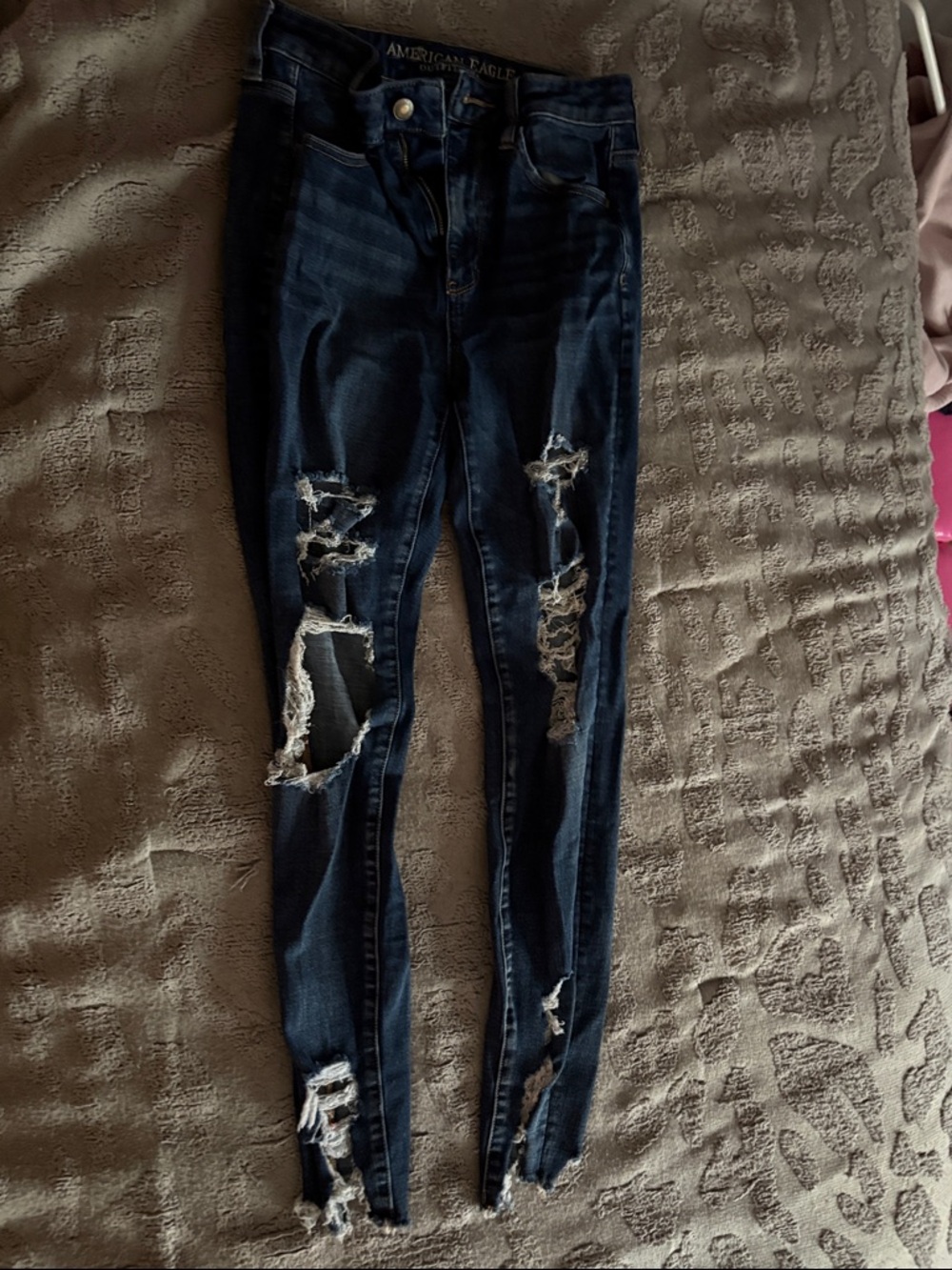 American Eagle Outfitters Dark Blue Distressed Skinny Jeans